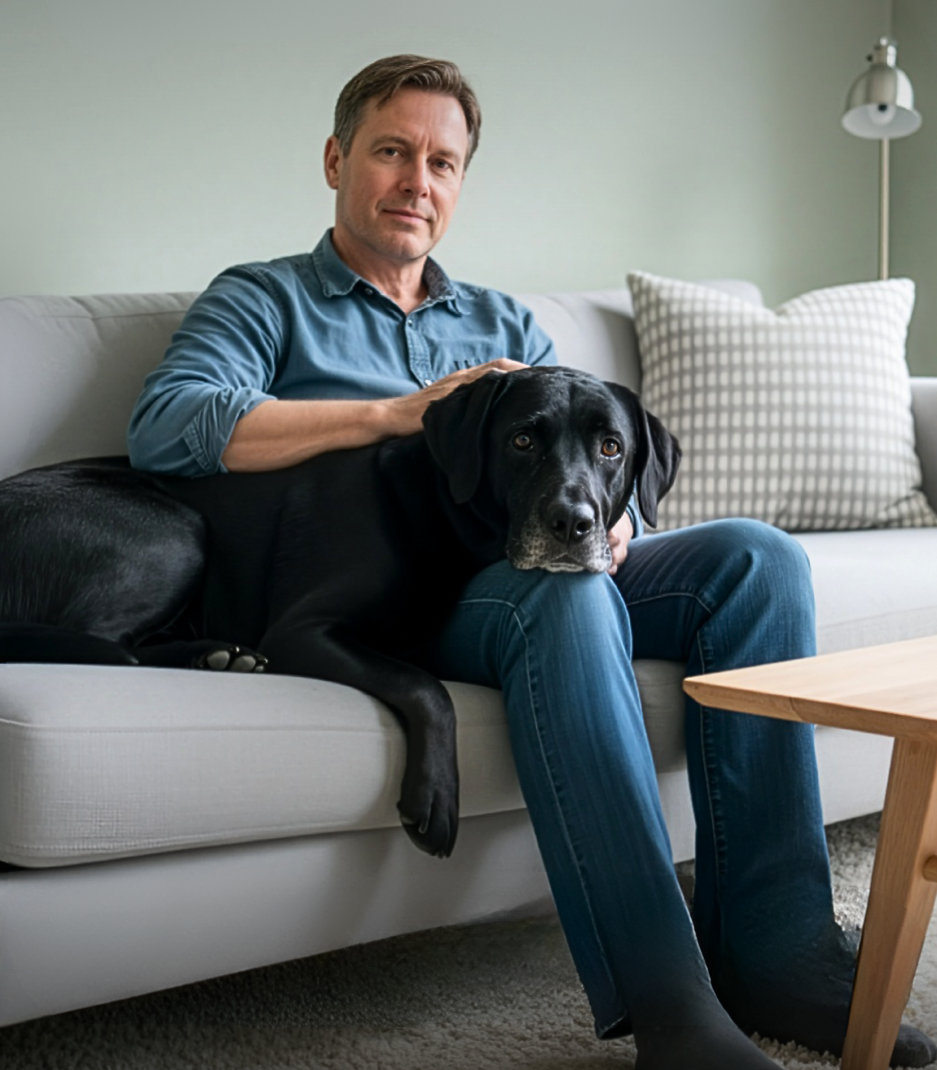 An active dog with its owner